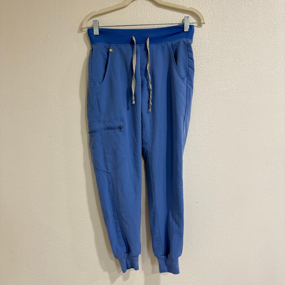 FIGS Zamora Jogger Scrub Pants Ceil Blue Drawstring Medical Uniform XXS Petite